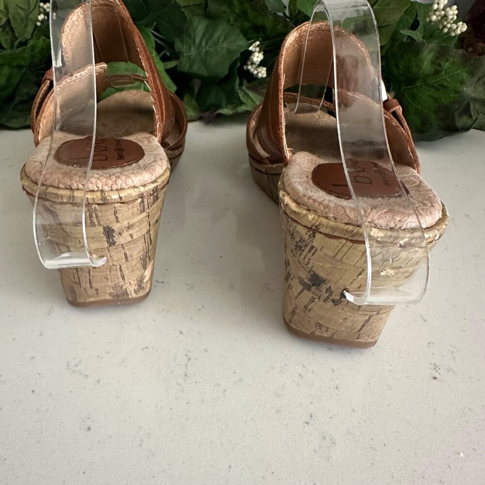 B.o.c Brown Leather Cork Wedge Sandals Size 8 - Picture 8 of 10